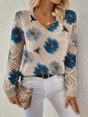 Rayuela Eleganter Pullover mit Blumendessin | Blau