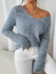 Aderah - Lockere Passform V-Ausschnitt Pullover