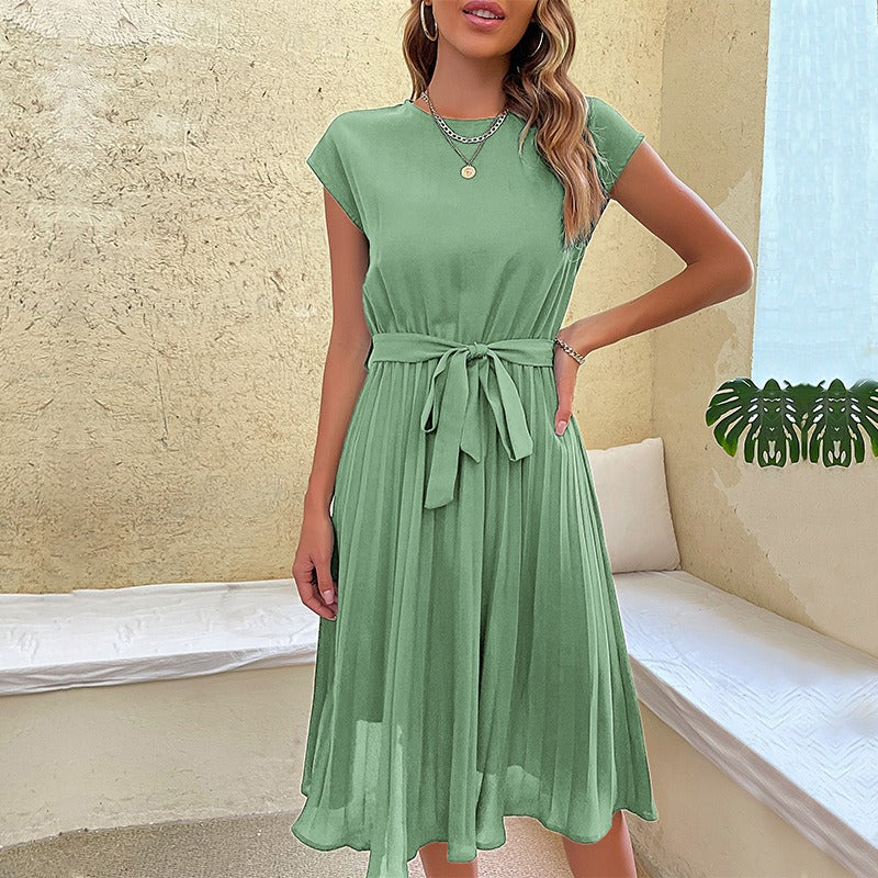 Plissiertes Midikleid für Damen mit elegantem Gürtel - Julieta