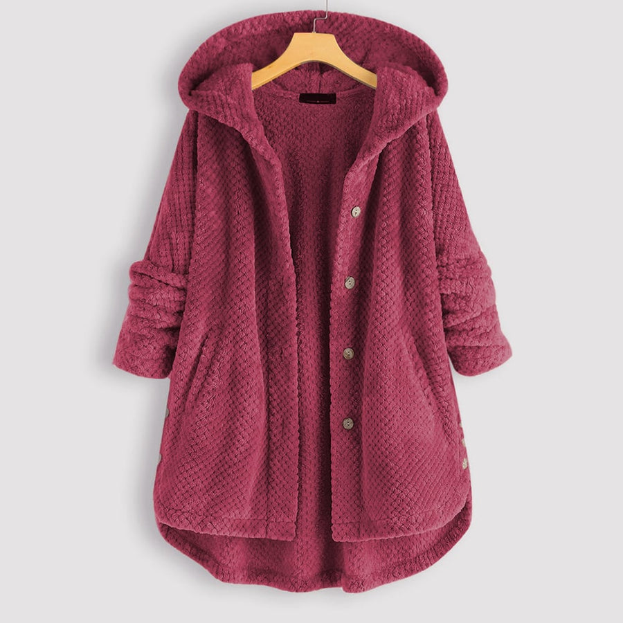 Kuschelige Damen Fleecejacke mit Kapuze – Lässige Winterjacke im Oversize-Look, Verschiedene Farben