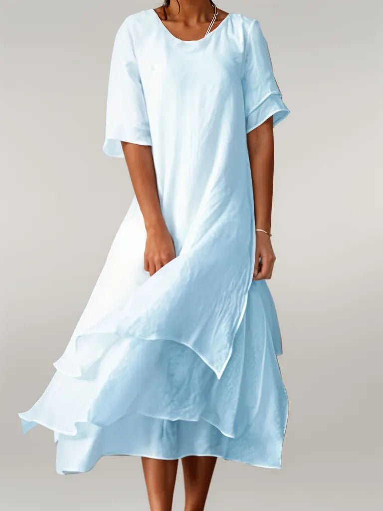 Katharina | Baumwoll Maxi Kleid Eleganter Rundhals Fließender Schnitt