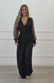 Meira - Overall Mit Langen Ärmeln Und Verzierungen Aus Mesh