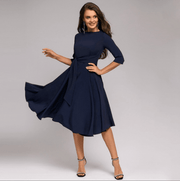 Damen Midikleid aus Viskose mit Taillengürtel – elegant geschnitten für Sommer