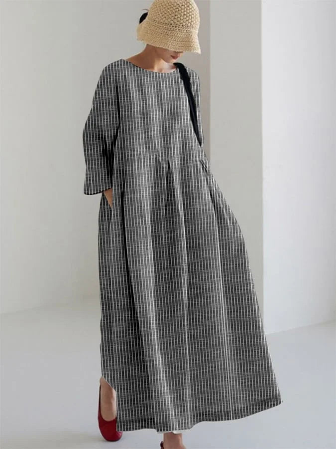 Olivia – Vintage Kleid Mit Streifen Und Lockerer Passform
