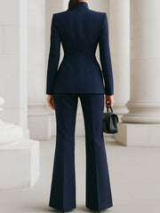 Set aus Blazer mit hohem Kragen und Hose mit weitem Bein für Damen