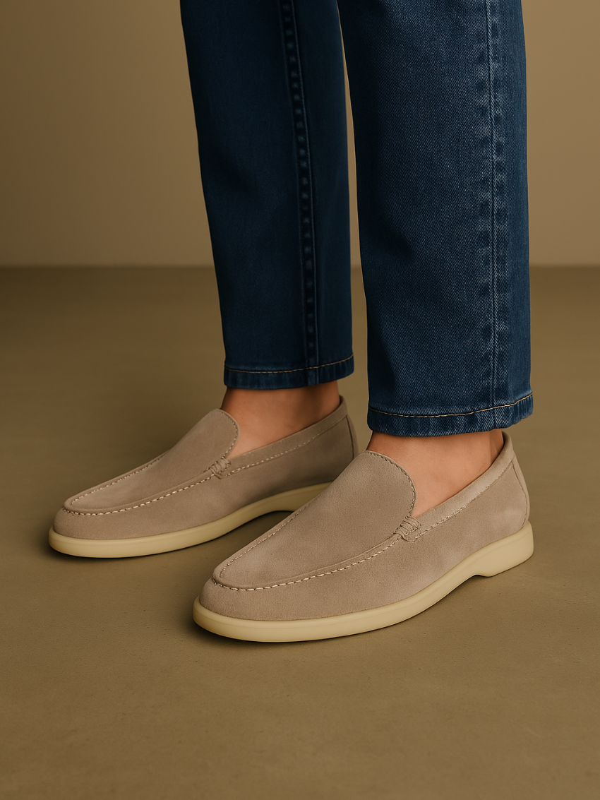 Eleganter Beige Herren Loafer aus Echtem Wildleder