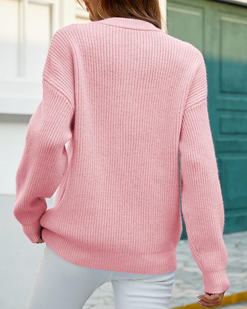 Damen Trendige Pullover Mit Rundhalsausschnitt | Winter