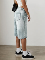 Bermuda Jeans Shorts Damen High Waist