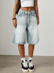 Bermuda Jeans Shorts Damen High Waist