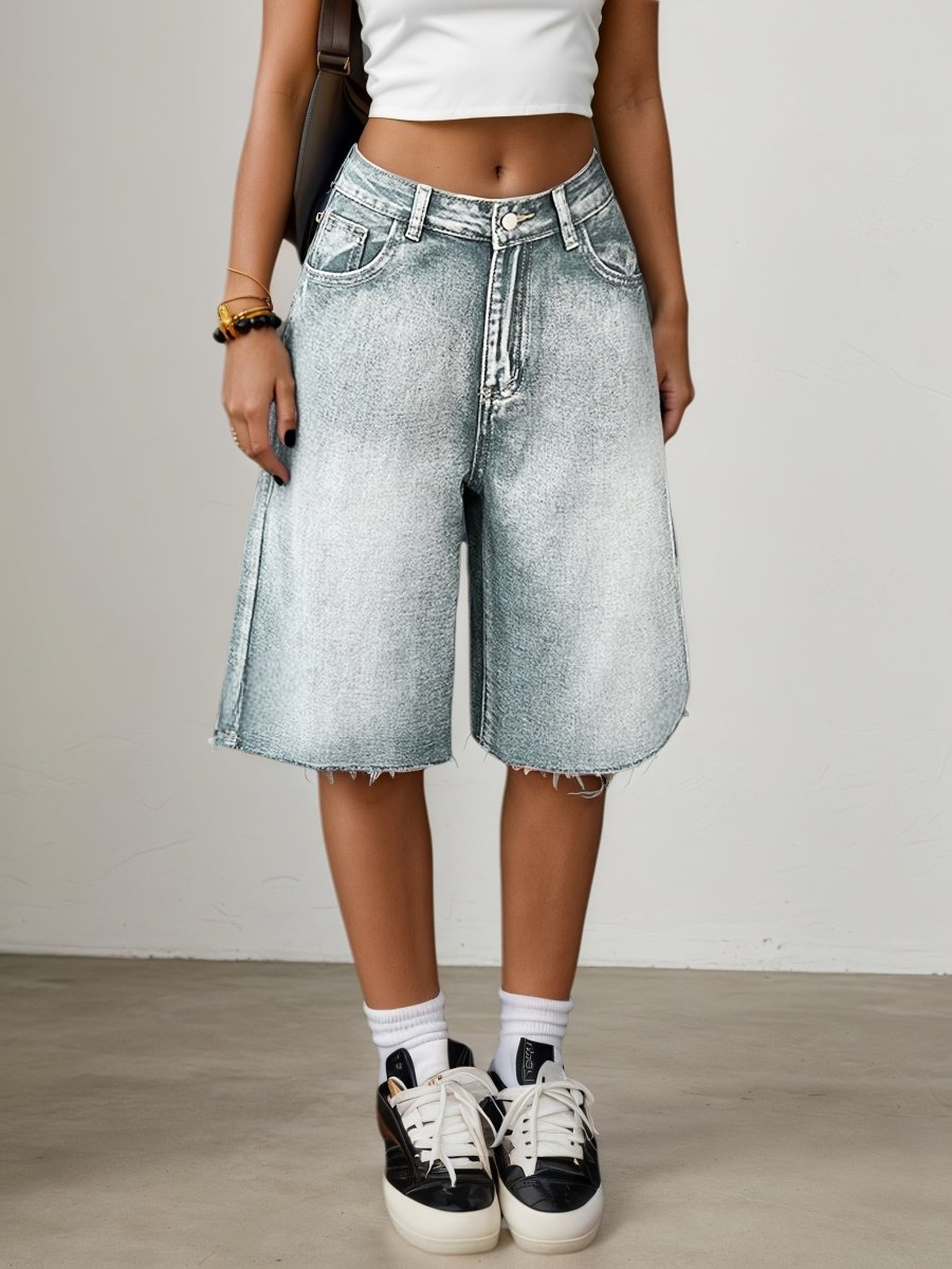 Bermuda Jeans Shorts Damen High Waist