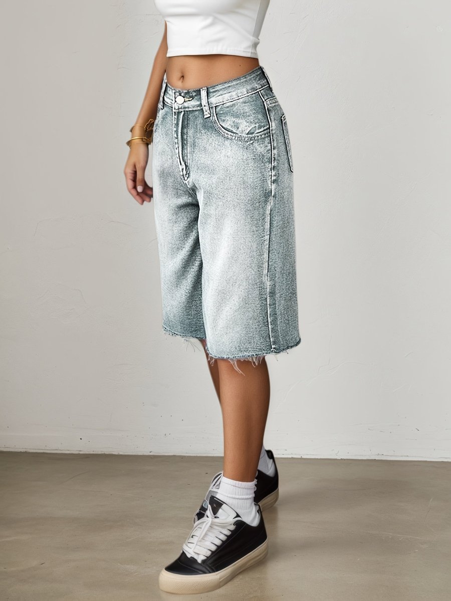 Bermuda Jeans Shorts Damen High Waist