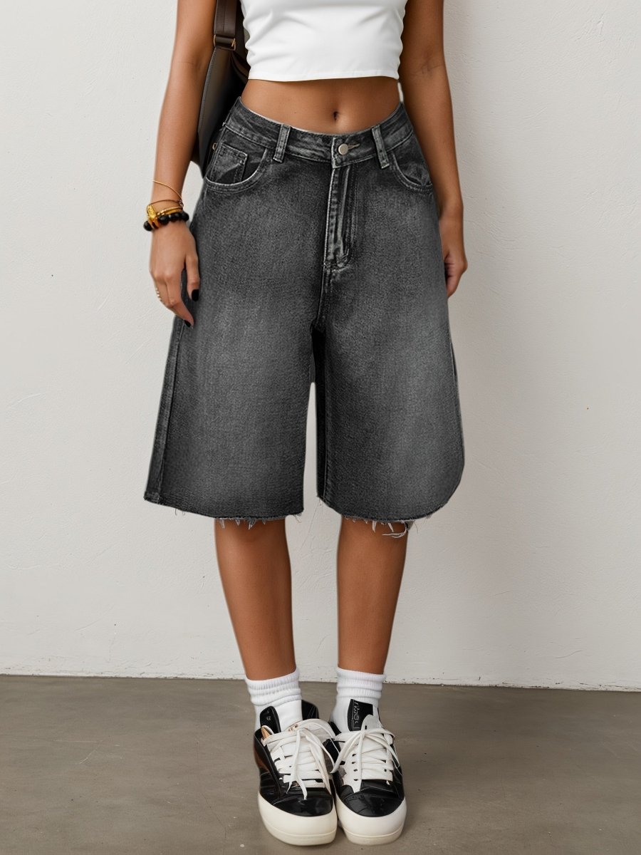 Bermuda Jeans Shorts Damen High Waist