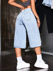 Bermuda Shorts Damen High Waist mit Strass
