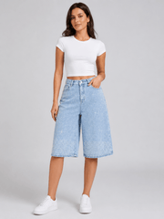 Bermuda Shorts Damen High Waist mit Strass