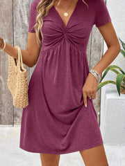 Sofia | Kurzarm V-Ausschnitt Twistkleid Damen