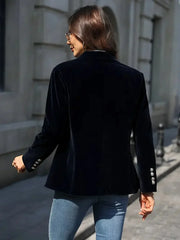 Slim-Fit-Blazer aus Samt für Damen mit Zierknöpfen
