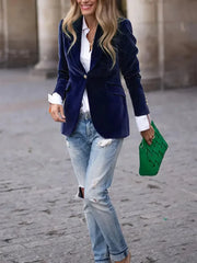 Slim-Fit-Blazer aus Samt für Damen mit Zierknöpfen