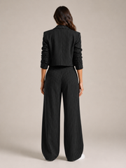 Hosenanzug Damen Nadelstreifen mit Cropped Blazer