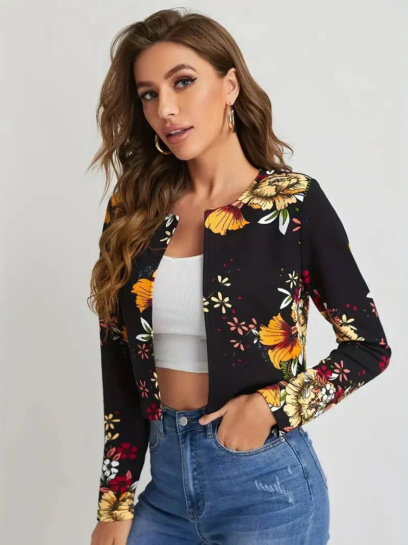 Damen Blazer – Leichtes Material – Blumenmuster – Eleganter Stil – Frühling/Sommer