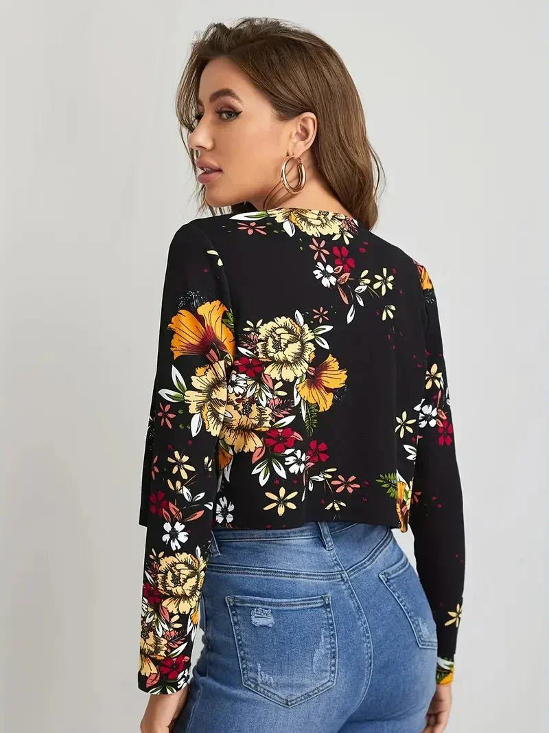 Damen Blazer – Leichtes Material – Blumenmuster – Eleganter Stil – Frühling/Sommer