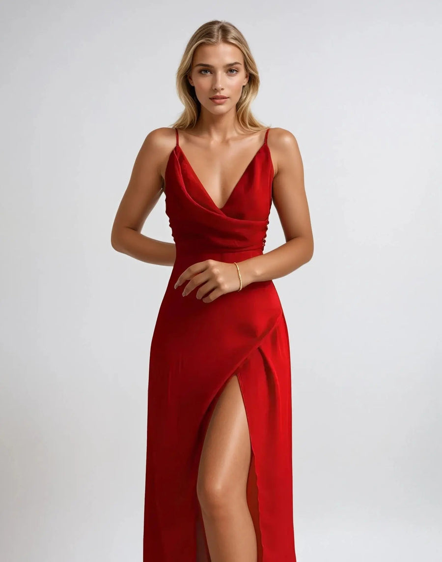 Elegantes V‑Ausschnitt Abendkleid | Partykleid