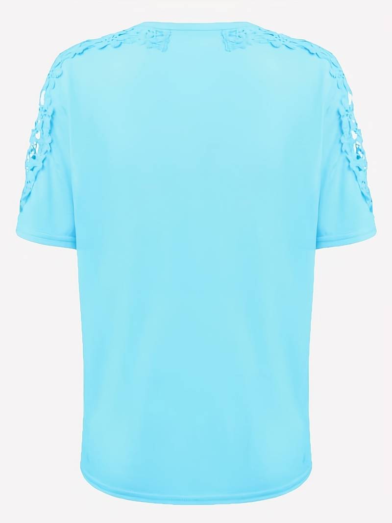 Heidi-Mode | Unifarbenes Rundhals-T-Shirt Mit Spitze Naht