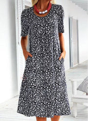 XANDRA - MIDI-KLEID MIT KURZEN ÄRMELN