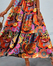 Heidi-Mode | Ärmelloses, Lockeres, Langes Kleid mit Print
