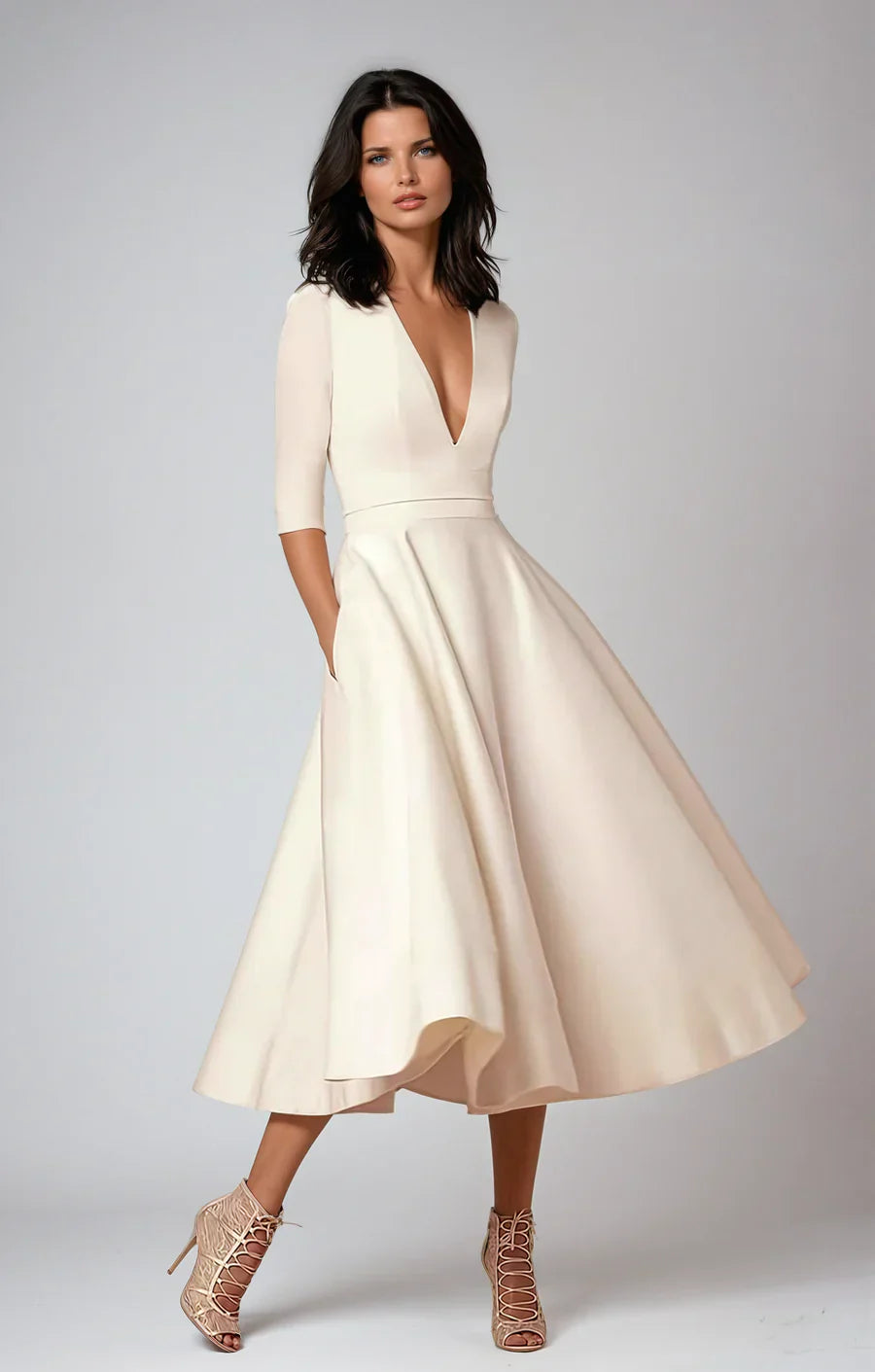 Damen-Midikleid mit A-Linienrock