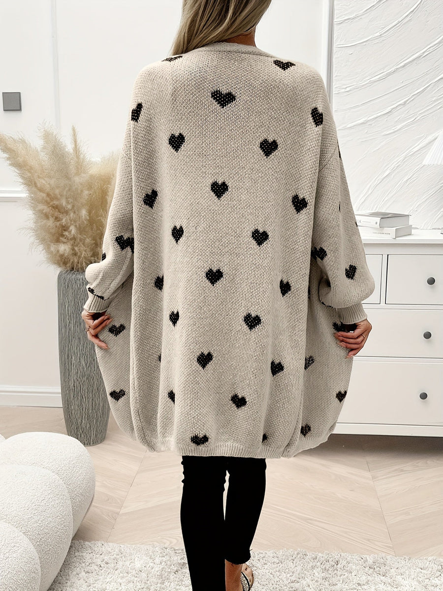 Damen Cardigan mit Herzmuster | Langarm