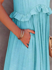 Boho Maxikleid mit Volants & Neckholder-Ausschnitt – Sommerlich & Feminin
