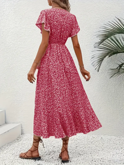 Hannah | V-Ausschnitt Wickel Kleid Rüschen