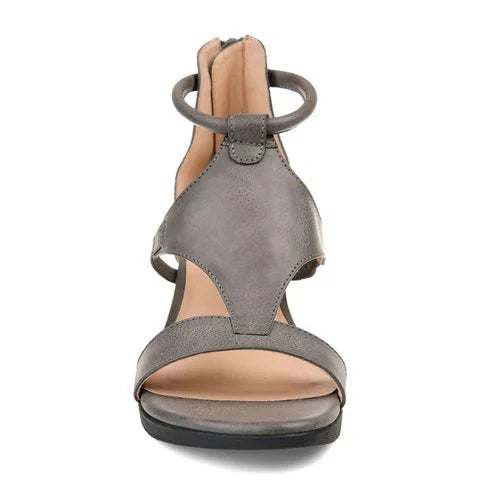Fiammetta - Lässige Sandalen mit Keilabsatz und Fesselriemchen | Offene Sommersandalen mit Keilabsatz