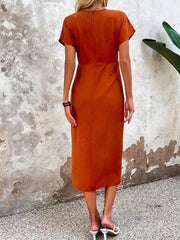 Damen Midikleid Viskose Wickeldesign elegant für Sommer