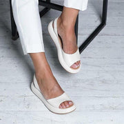 Damen-Keilabsatzsandalen mit offener Zehenpartie und Slingback-Riemen