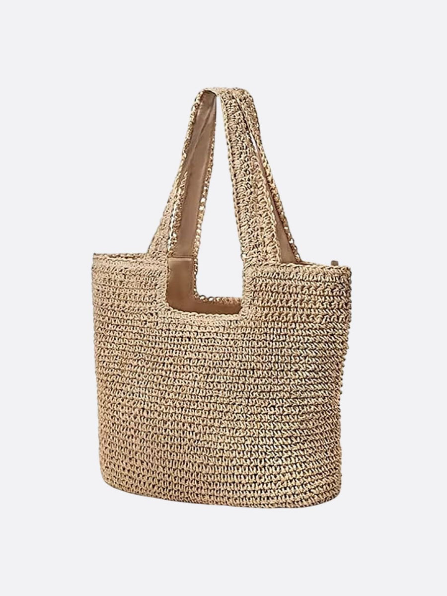 Nora | Gehäkelte große Strohtasche mit doppelten Schulterhenkeln