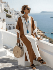 Kalinda | Damen Colorblock Maxikleid – Entspanntes Farbblock Sommerkleid Urlaub 2026