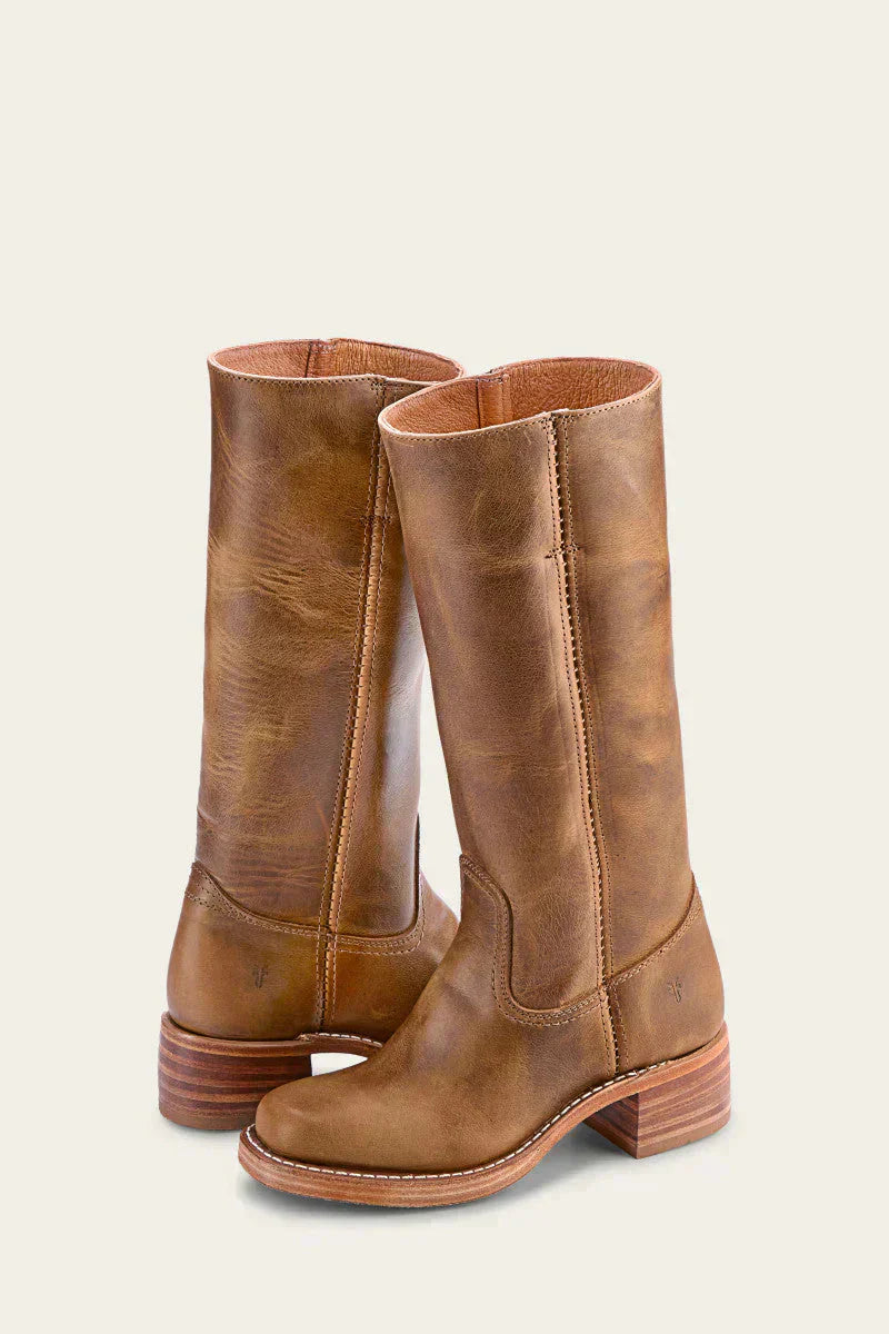 Damen-Lederstiefel im Westernstil mit Blockabsatz