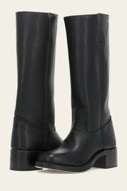 Damen Lederstiefel – Klassische Kniehohe Stiefel mit Blockabsatz aus Echtleder