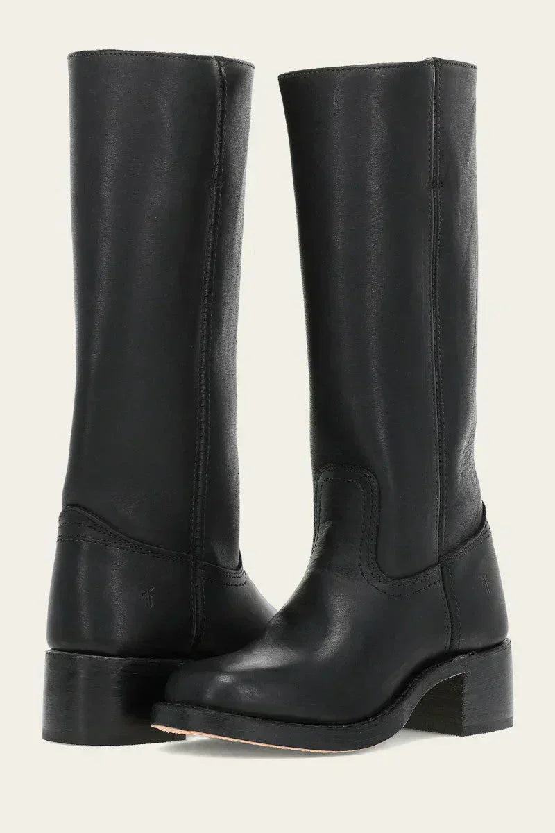 Damen-Lederstiefel im Westernstil mit Blockabsatz