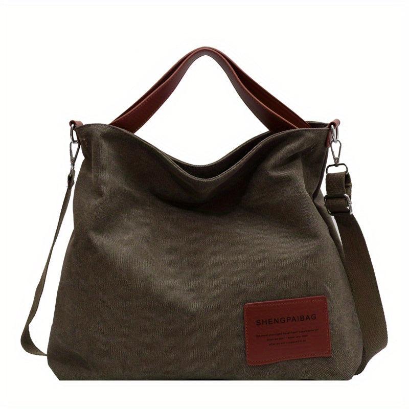 Canvas Schultertasche Damen – Zeitlose Crossbody Bag mit Reißverschluss
