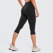 Capri-Leggings Damen mit Hohem Bund und Seitentasche