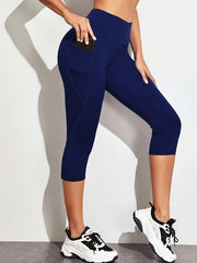 Capri-Leggings Damen mit Hohem Bund und Seitentasche
