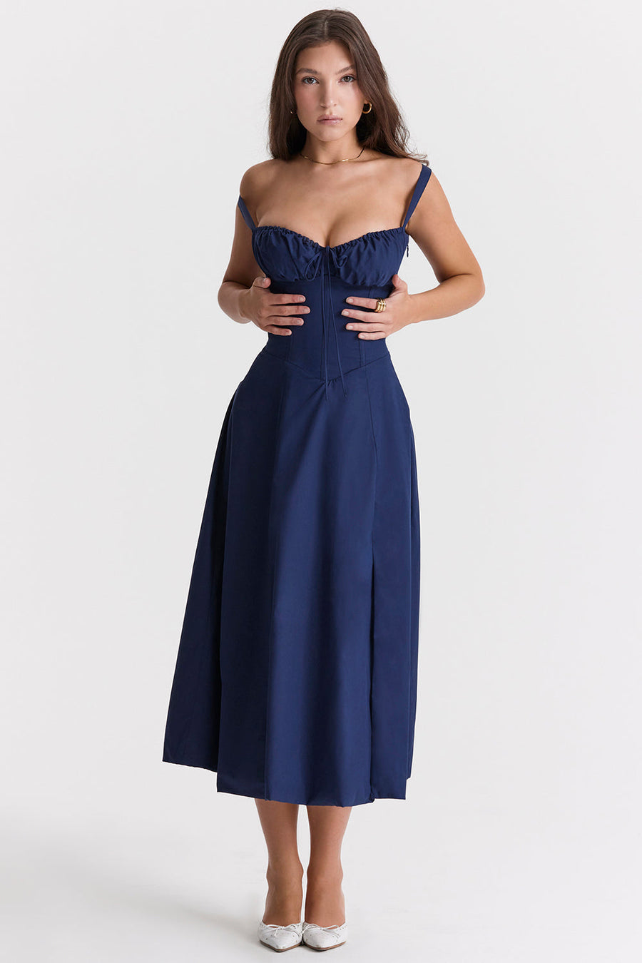 Merle - Midikleid mit tailliertem Oberteil und ausgestelltem Rock | Minikleid mit Spaghettiträgern