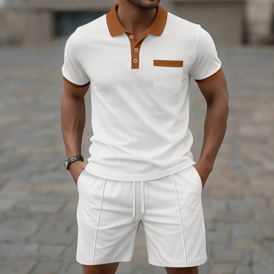 Casual Smart Zweiteiler Mit Polohemd Und Shorts