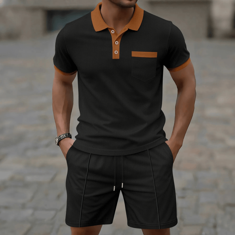 Casual Smart Zweiteiler Mit Polohemd Und Shorts