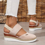 Heidi-Mode | Damen Sandalen Auf Plattform: Rutschfest, Geschlossene Zehe, Elastischer Riemen