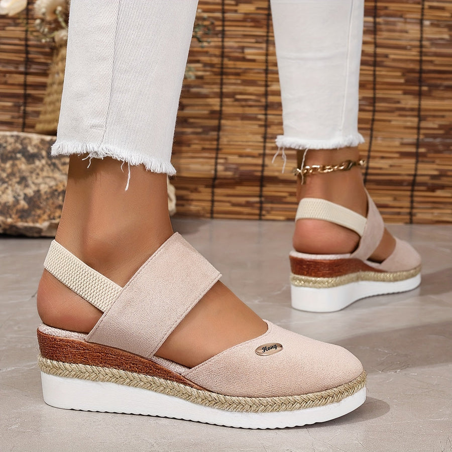 Heidi-Mode | Damen Sandalen Auf Plattform: Rutschfest, Geschlossene Zehe, Elastischer Riemen