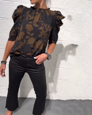 Nina | Modische Damen Bluse modern mit Rüschen & Puffärmel