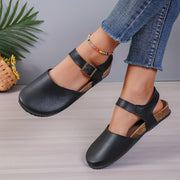 Heidi-Mode | Retro Damen Slingback Sandalen mit Kork und Geschlossener Spitze